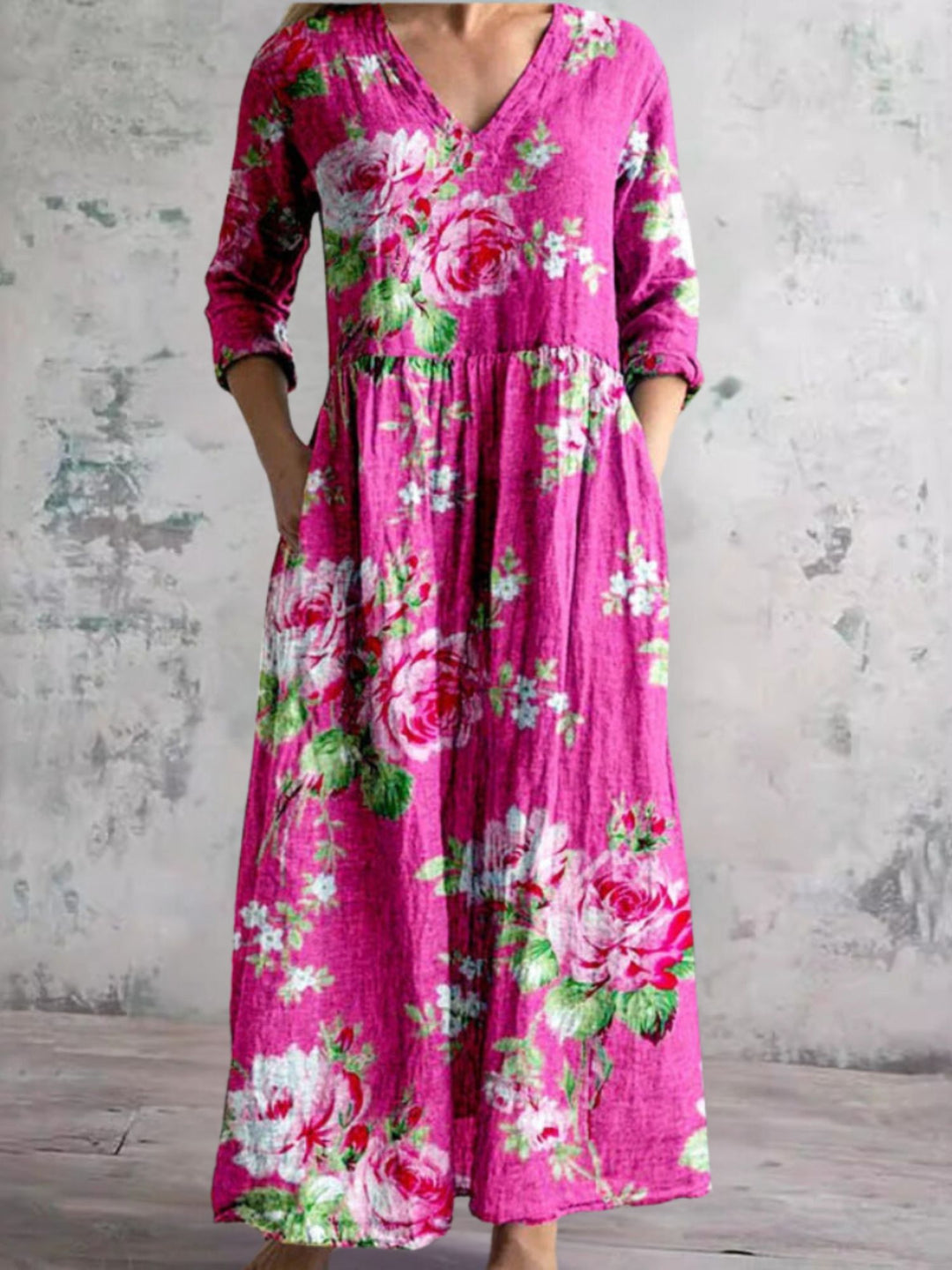 Dress Women’s Floral Summer V Neck Casual Midi Dress