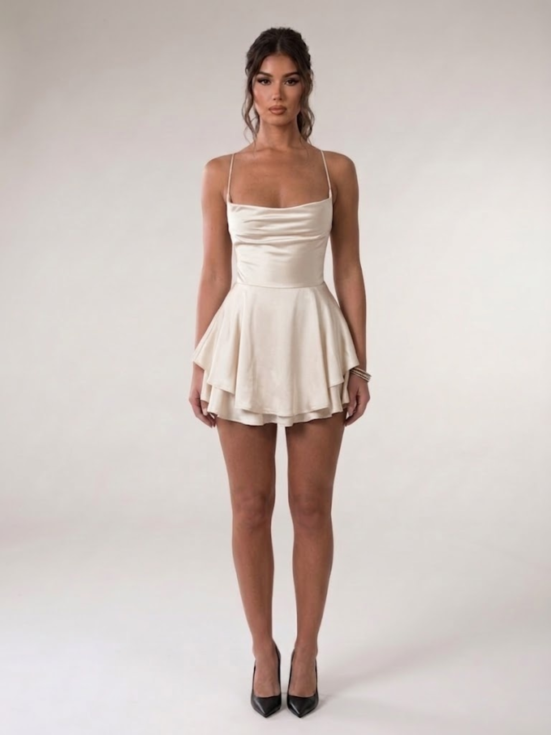 Women’s Elegant Halter Mini Dress Stretch Waist Party Dress