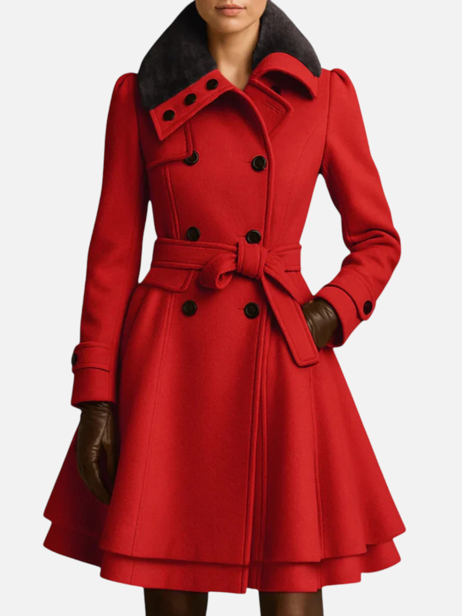 Aurevien | Women’s Belted Fur-Collar Coat – Heritage Wool