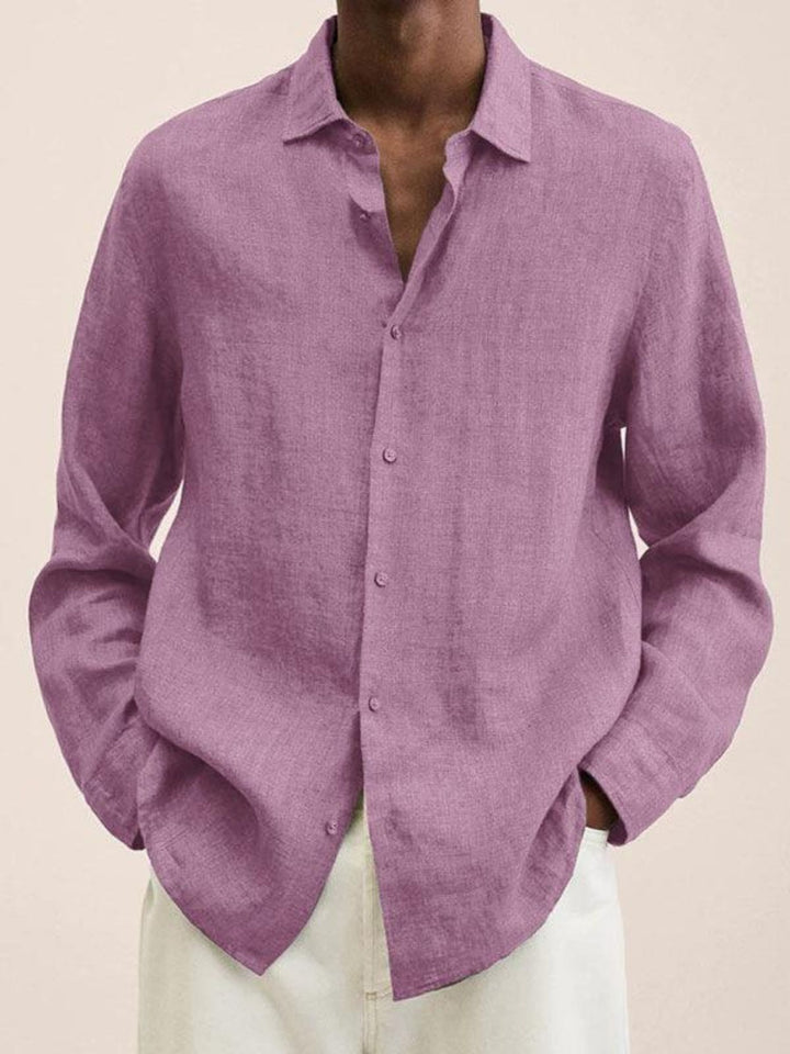 Linen Shirt Men Breathable Long Sleeve Smart Casual Everyday Wear