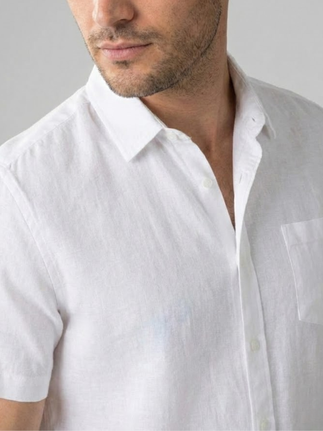 Men's Linen Short Sleeve Shirt for Summer Lightweight Breathable