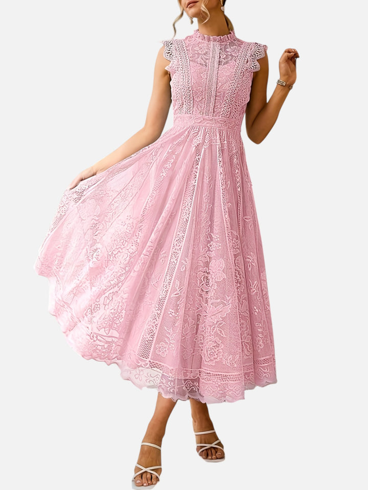 Women’s Lace Maxi Dress Wedding Guest Elegant Flared Fit