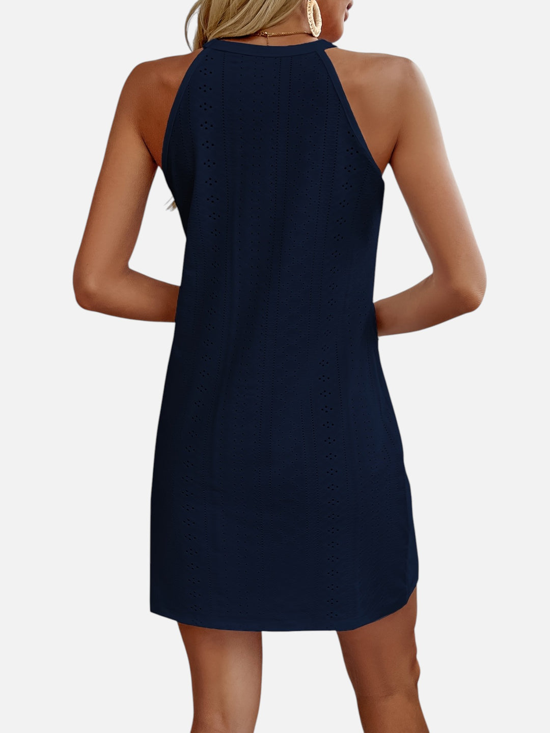Women’s Elegant Floral Jacquard Mini Dress Cut-Out Outfit