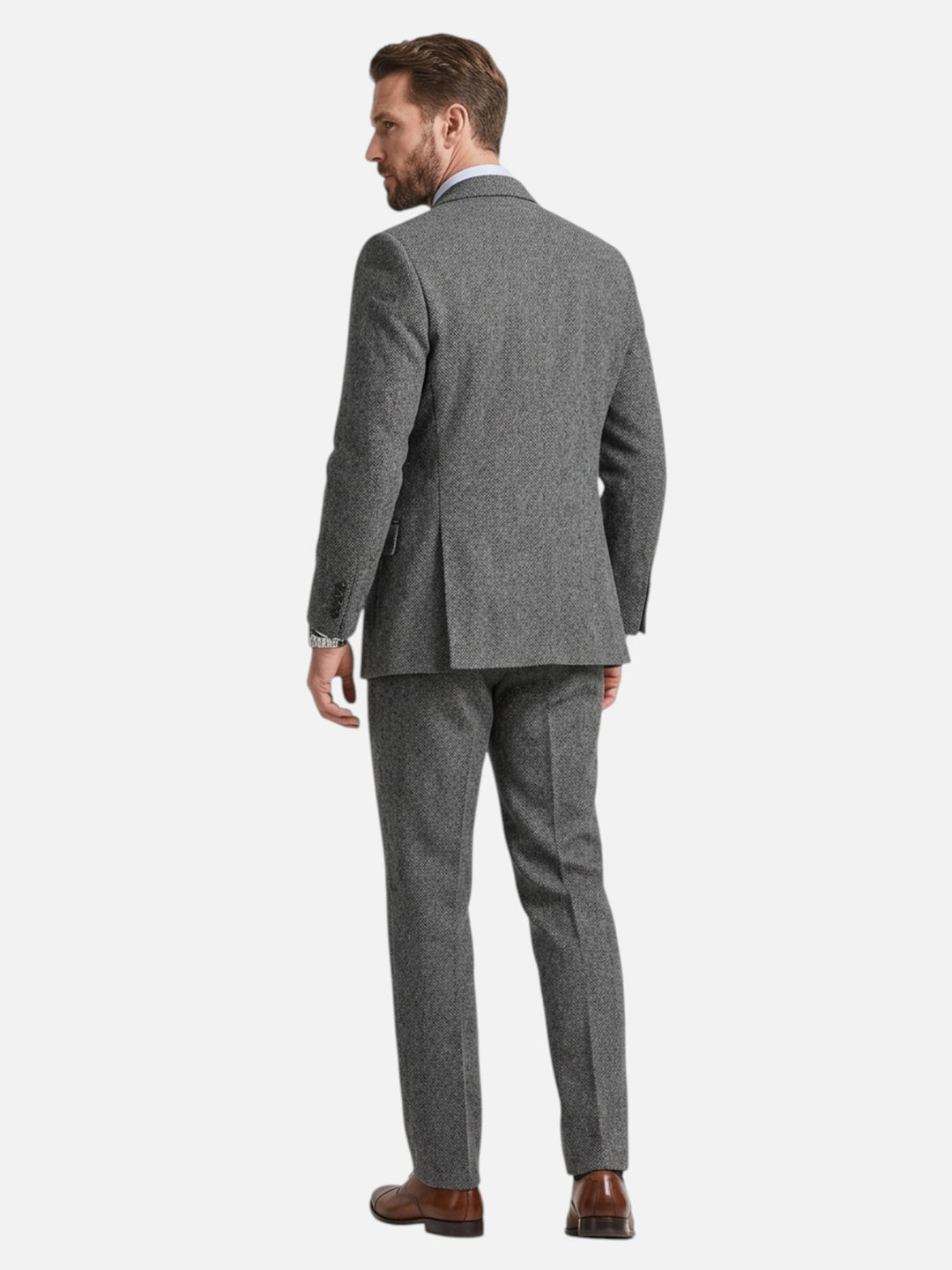 Men's Tweed Wedding Suit 3 Piece Tailored Fit Formal Wear