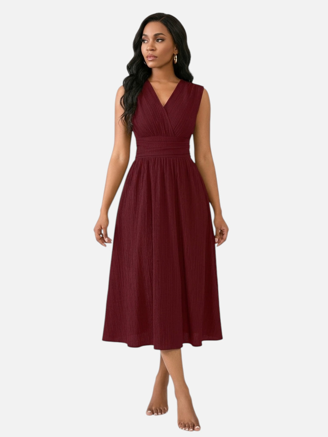 Midi Dress Women Sleeveless Summer Casual Vacation Outfit