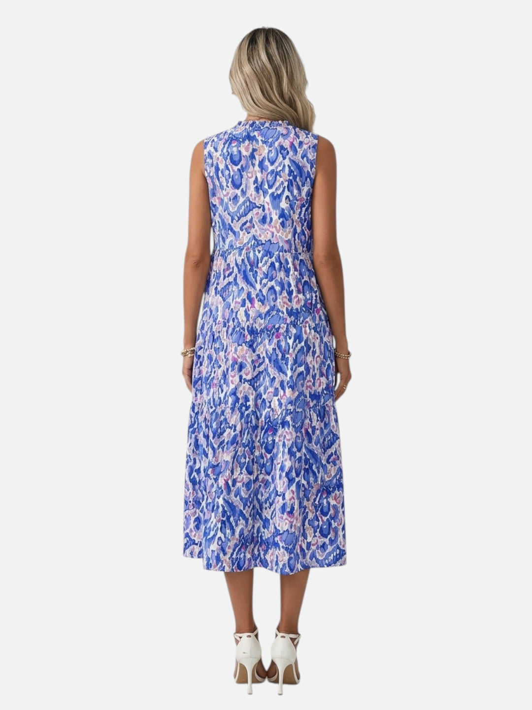 women's boho maxi dress sleeveless summer vacation outfit printed