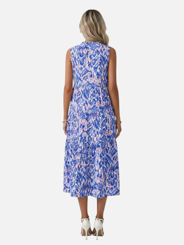 women's boho maxi dress sleeveless summer vacation outfit printed