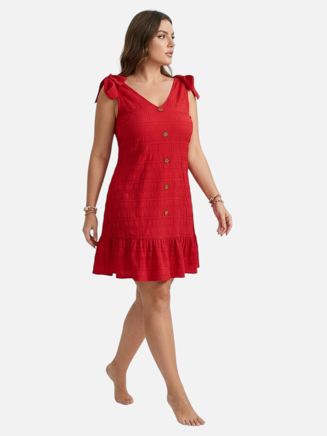 Plus Size Midi Dress for Summer Casual Sleeveless V Neck