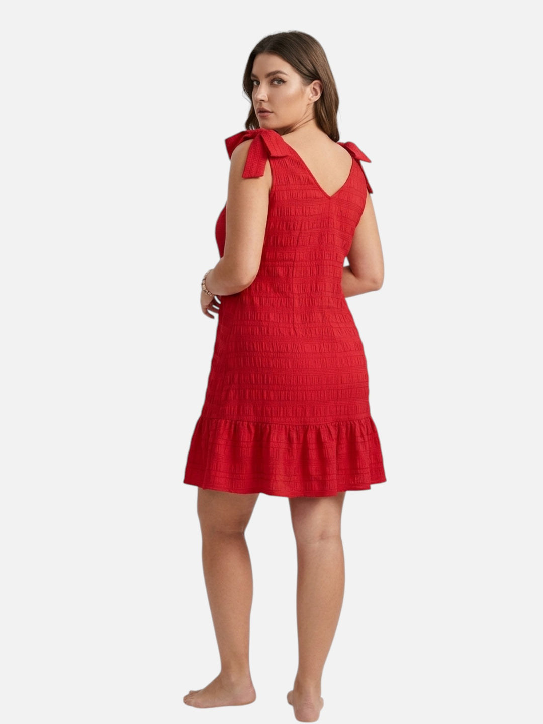 Plus Size Midi Dress for Summer Casual Sleeveless V Neck