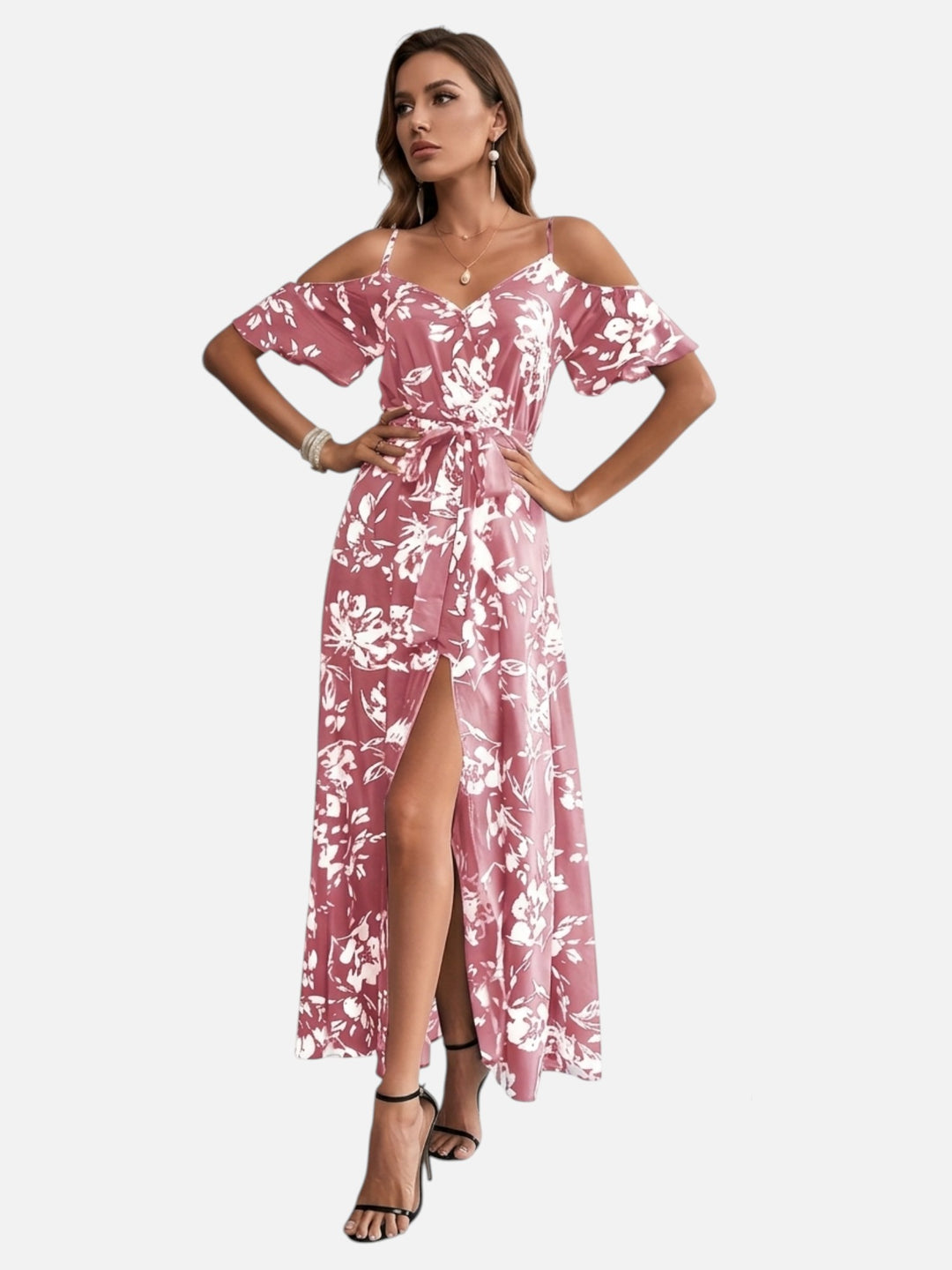 Women’s Summer Floral Maxi Dress A-Line Slit Casual Elegant