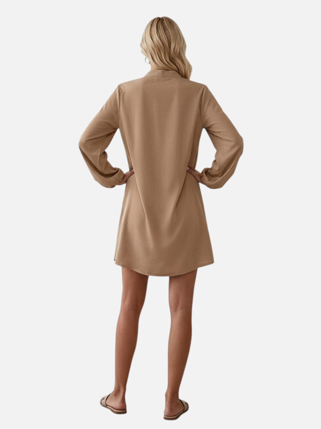 Women's V-Neck Midi Dress Long Sleeve Work and Occasion Wear