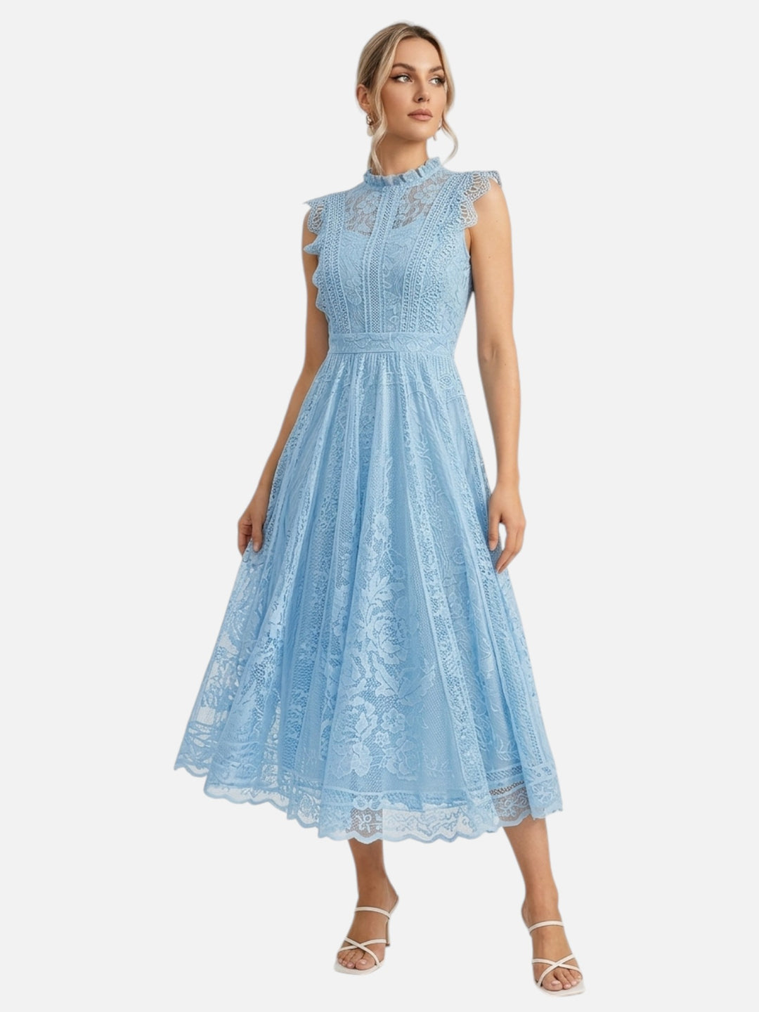 Women’s Lace Maxi Dress Wedding Guest Elegant Flared Fit
