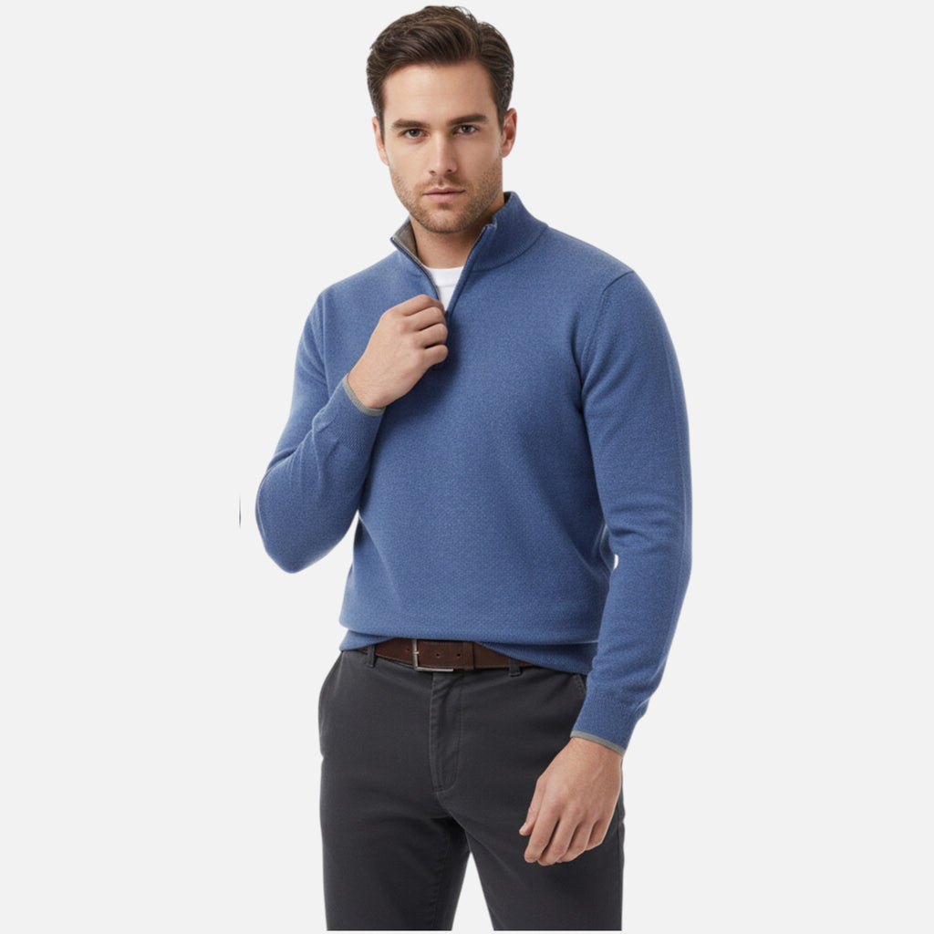 Aurevien | Men’s Fine Knit Half-Zip Jumper – Oxford Classic