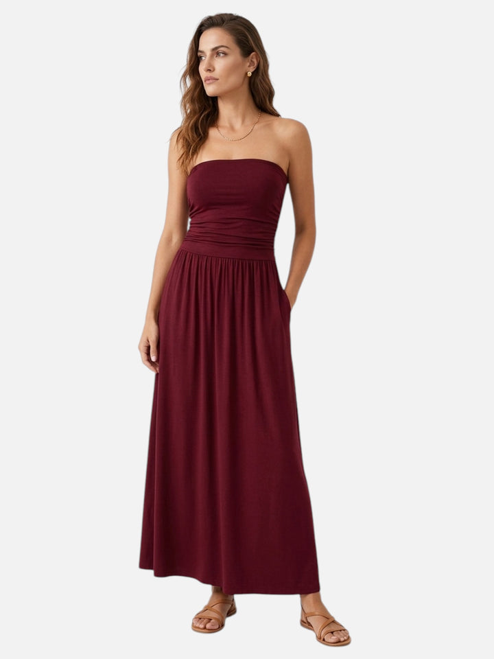 Women's Strapless Dress for Evening Events Slim Fit Waist