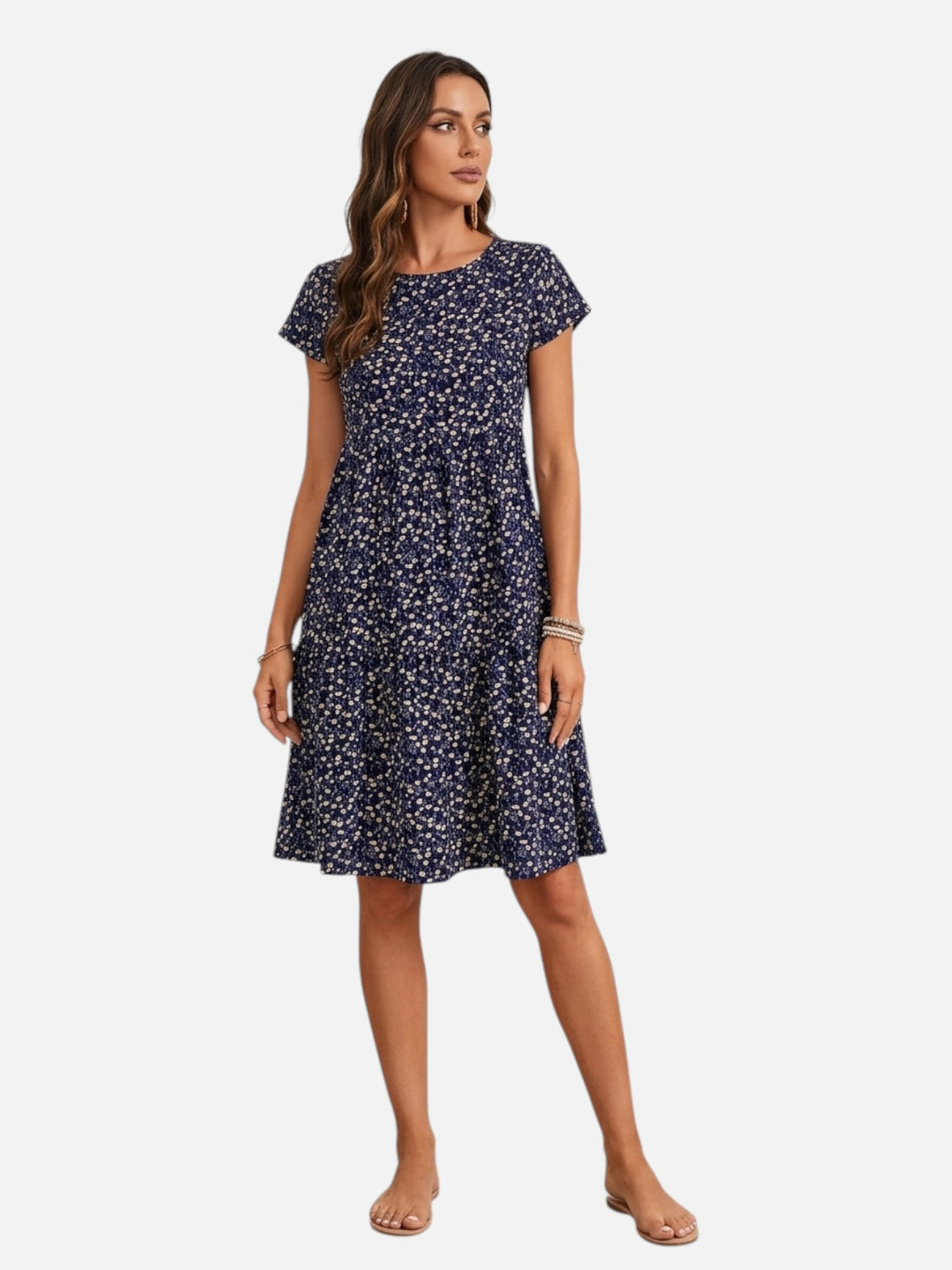 Women's Slim Fit Floral Dress Midi Length Everyday Wear