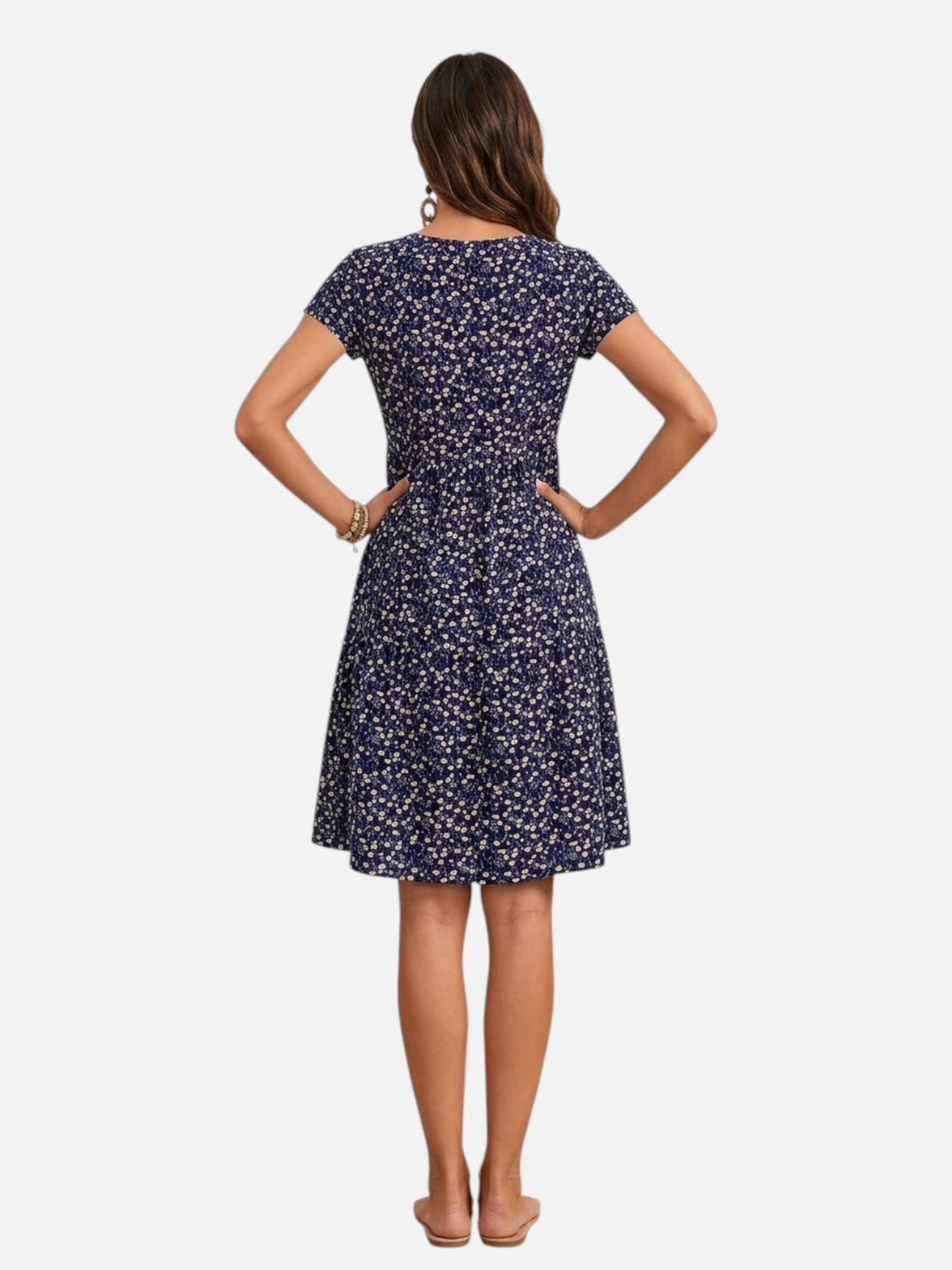 Women's Slim Fit Floral Dress Midi Length Everyday Wear