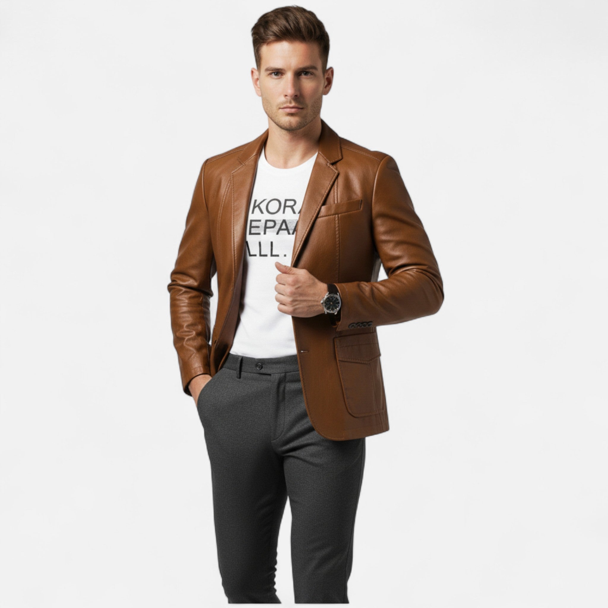 Aurevien | Men’s Leather Blazer Jacket – Refined Oxford Heritage