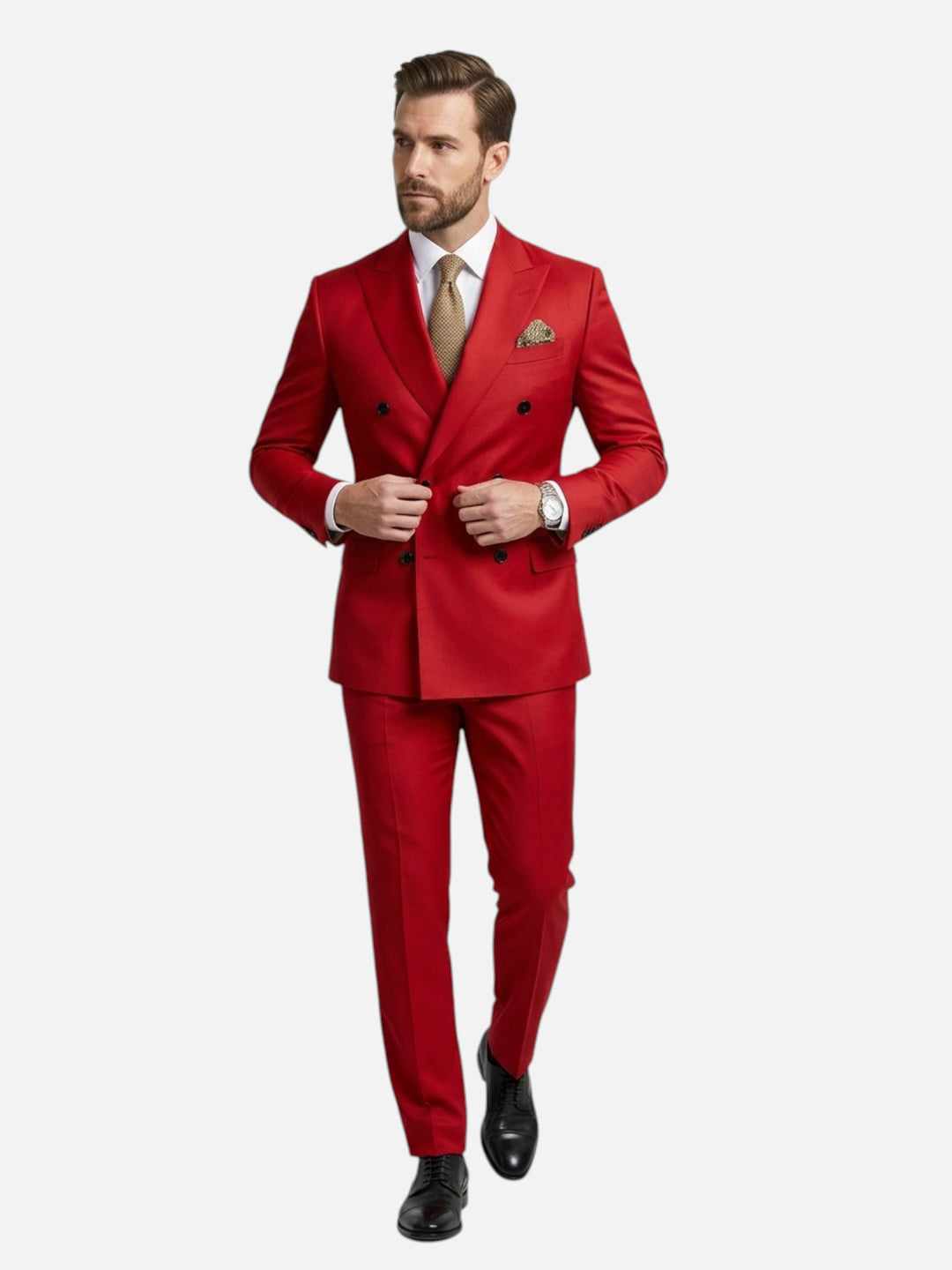 Men’s Double Breasted Suit for Wedding Tailored Fit Formal