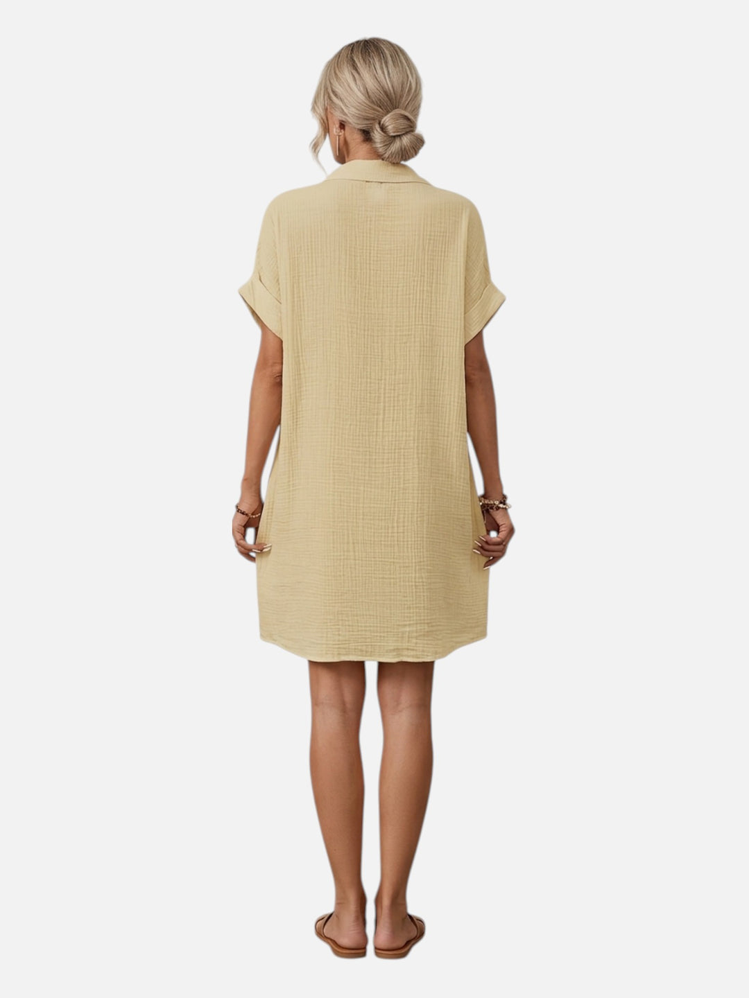 Women’s Cotton Midi Dress Button Front Comfortable Everyday Wear