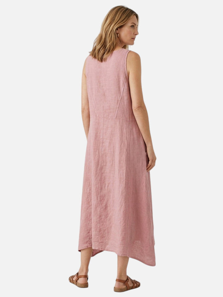 Women’s Sleeveless Midi Dress With Pockets Loose Summer Casual