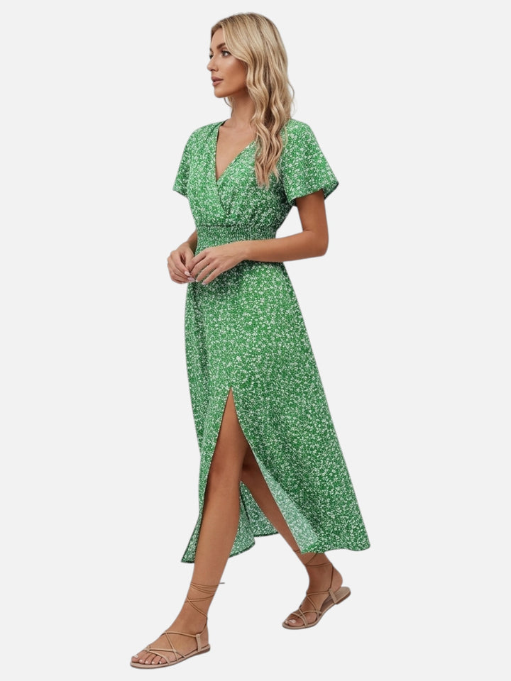 Women's Floral Maxi Dress for Summer Elegant High Slit Outfit