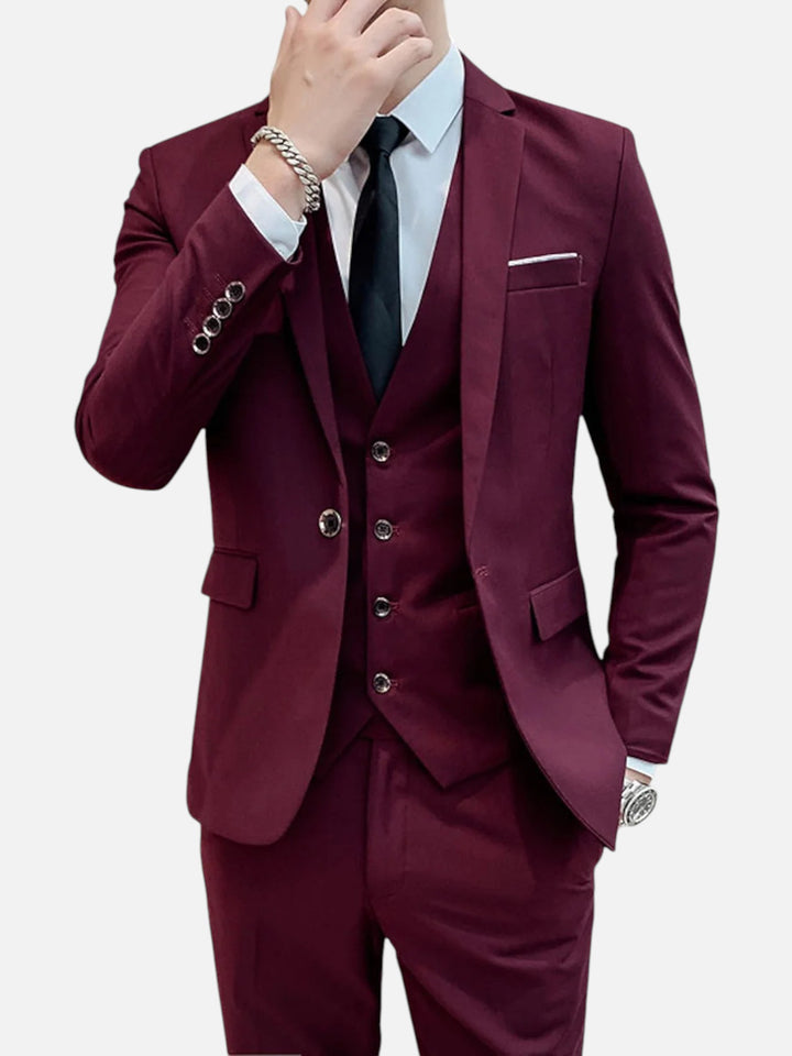 Men's Slim Fit 3-Piece Suit for Wedding and Formal Events