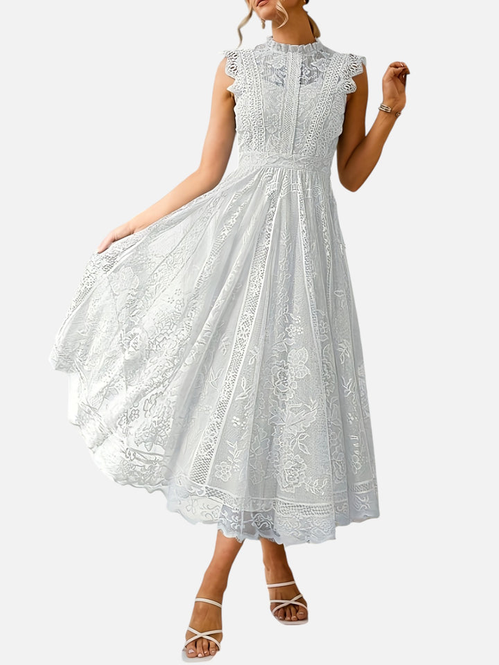 Women’s Lace Maxi Dress Wedding Guest Elegant Flared Fit