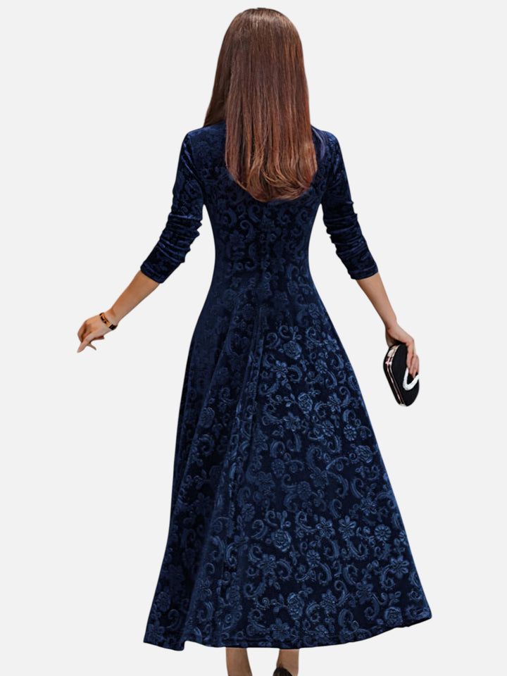 Women's Velvet Maxi Dress Formal Long Sleeve Evening Outfit