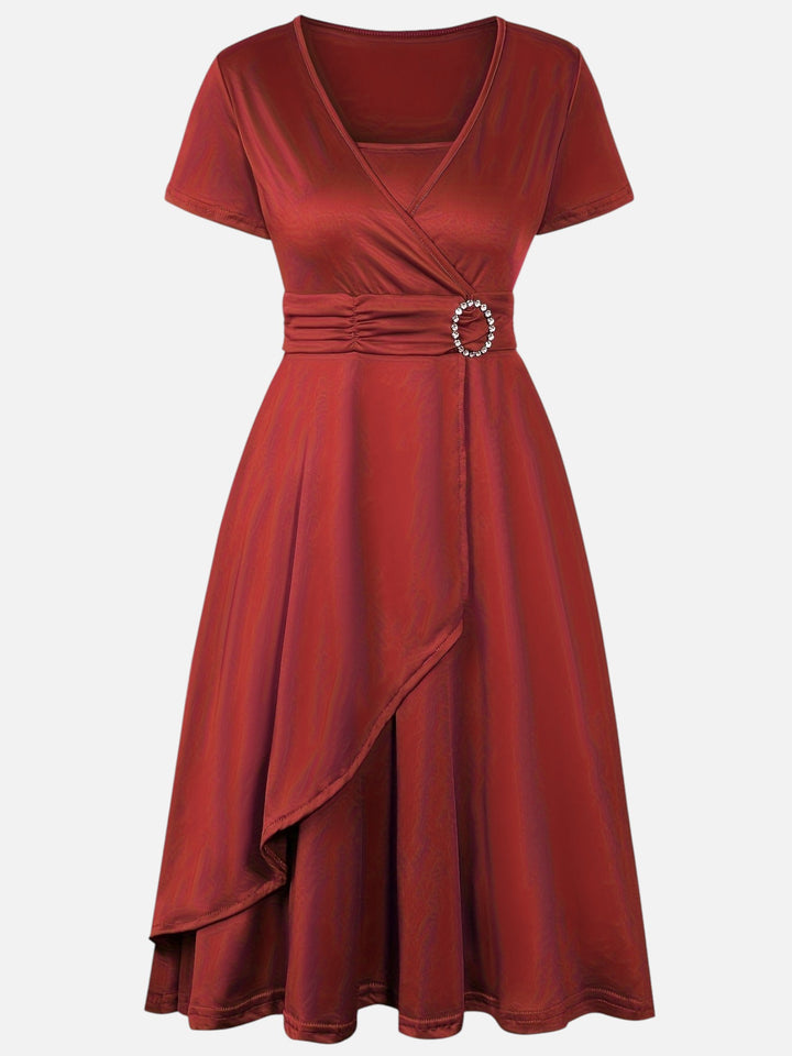 Women’s Rhinestone Midi Dress Elegant Party and Wedding Dress