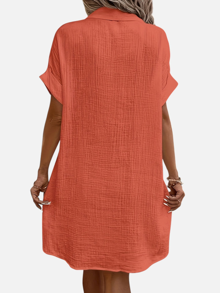 Women’s Cotton Midi Dress Button Front Comfortable Everyday Wear