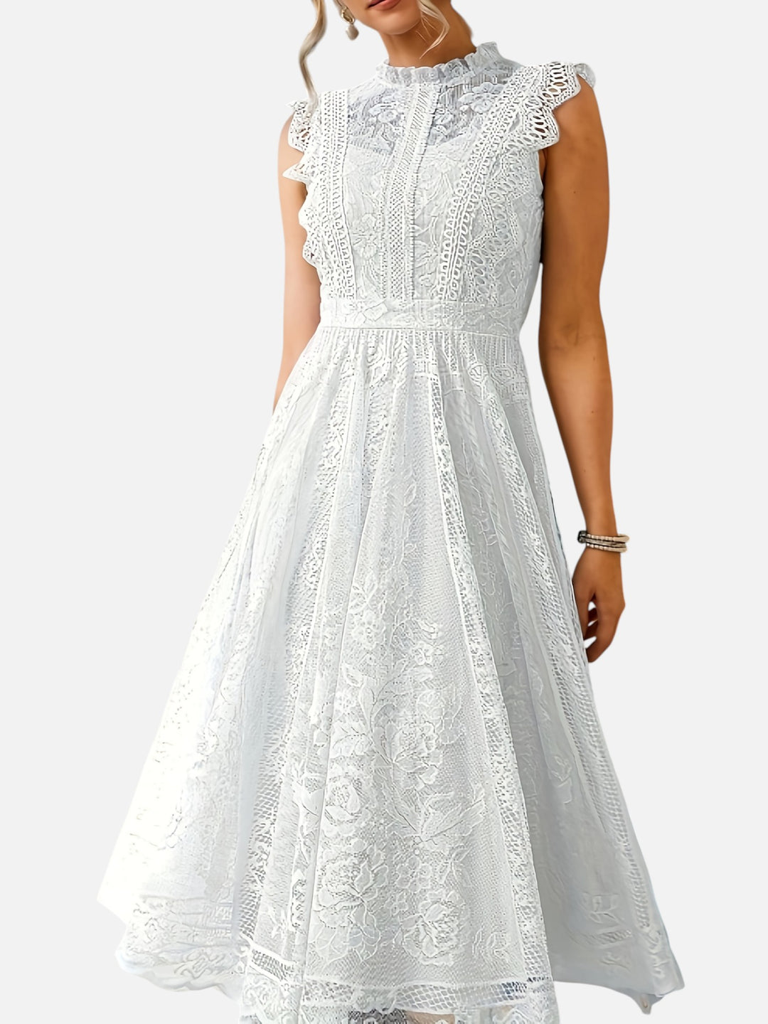 Women’s Lace Maxi Dress Wedding Guest Elegant Flared Fit