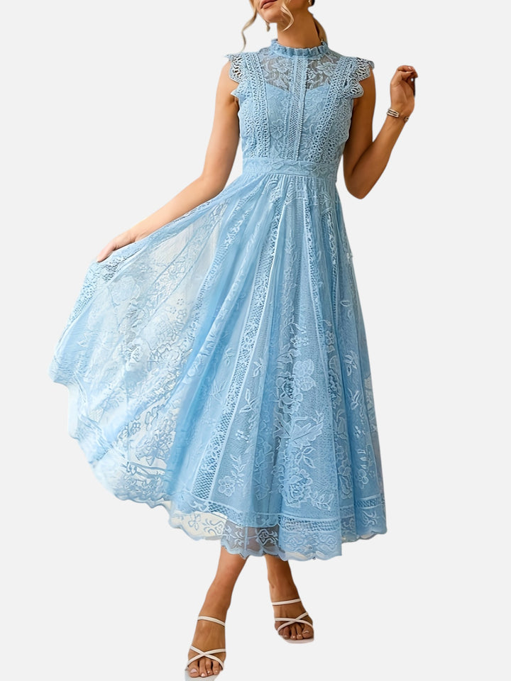 Women’s Lace Maxi Dress Wedding Guest Elegant Flared Fit