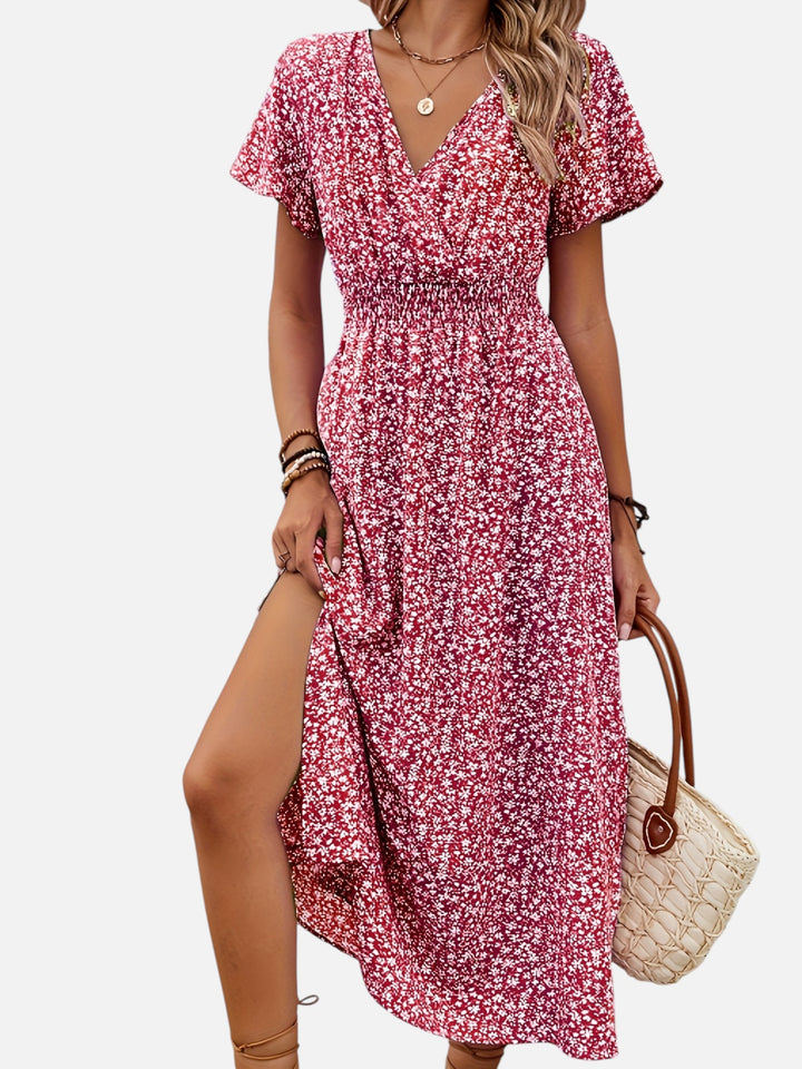 Women's Floral Maxi Dress for Summer Elegant High Slit Outfit