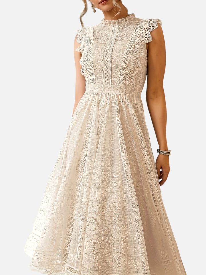 Women’s Lace Maxi Dress Wedding Guest Elegant Flared Fit