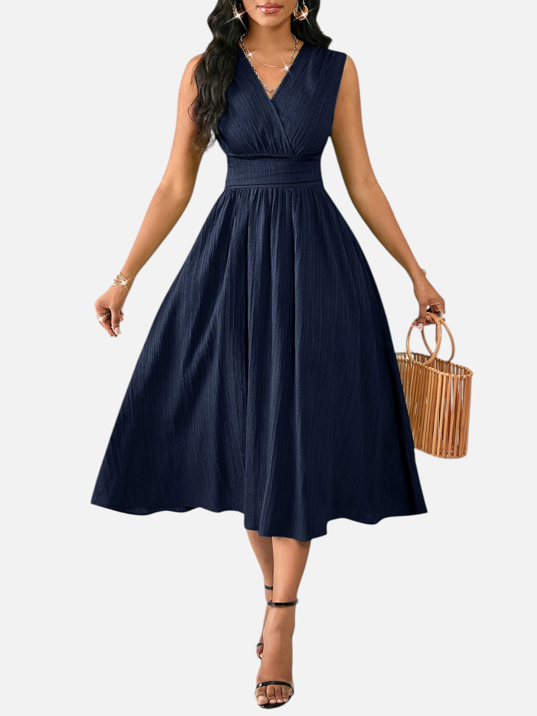 Midi Dress Women Sleeveless Summer Casual Vacation Outfit