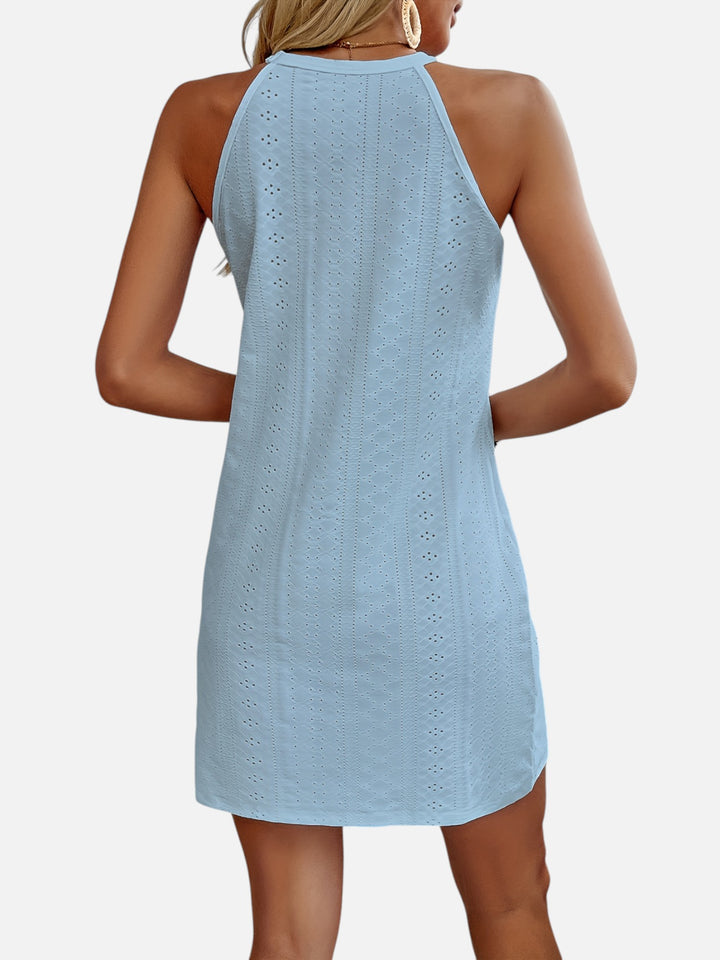 Women’s Elegant Floral Jacquard Mini Dress Cut-Out Outfit