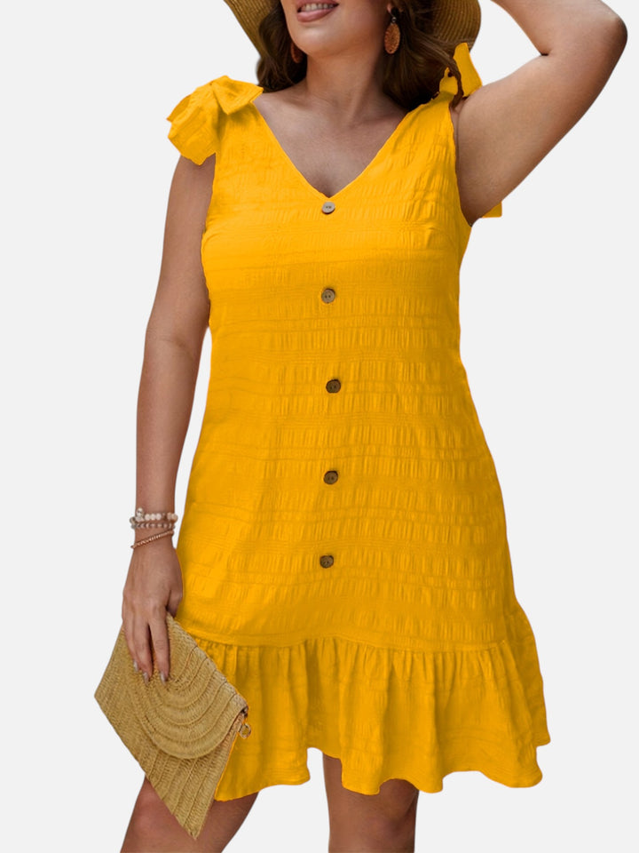 Plus Size Midi Dress for Summer Casual Sleeveless V Neck