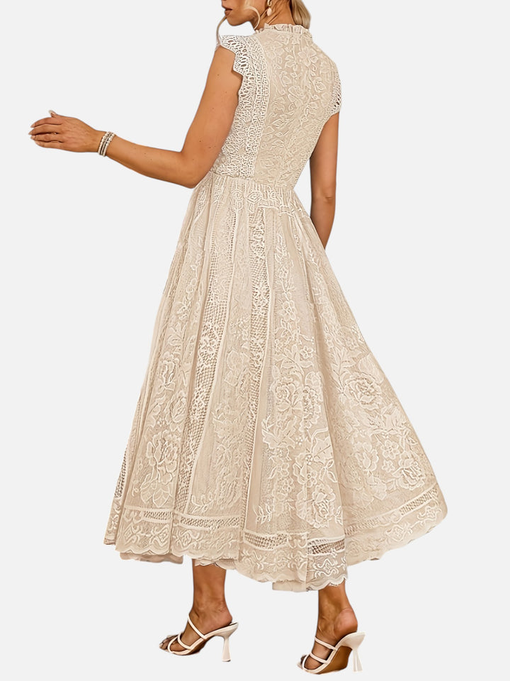 Women’s Lace Maxi Dress Wedding Guest Elegant Flared Fit