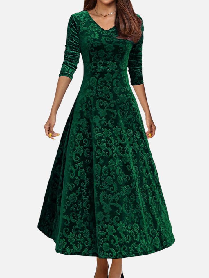 Women's Velvet Maxi Dress Formal Long Sleeve Evening Outfit