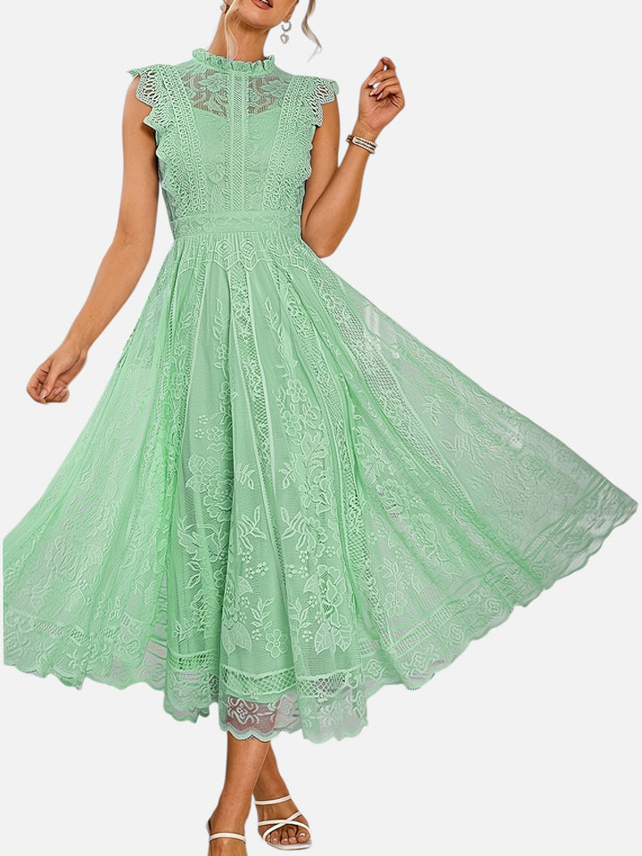 Women’s Lace Maxi Dress Wedding Guest Elegant Flared Fit