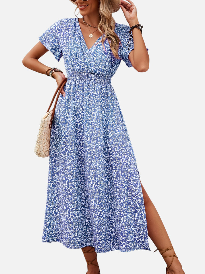 Women's Floral Maxi Dress for Summer Elegant High Slit Outfit