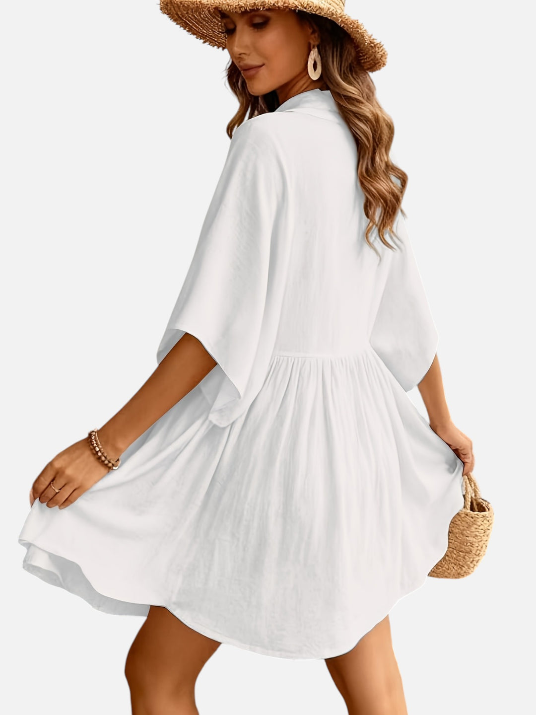 Women's Shirt Dress Cotton Loose Fit Beach Vacation Dress Women