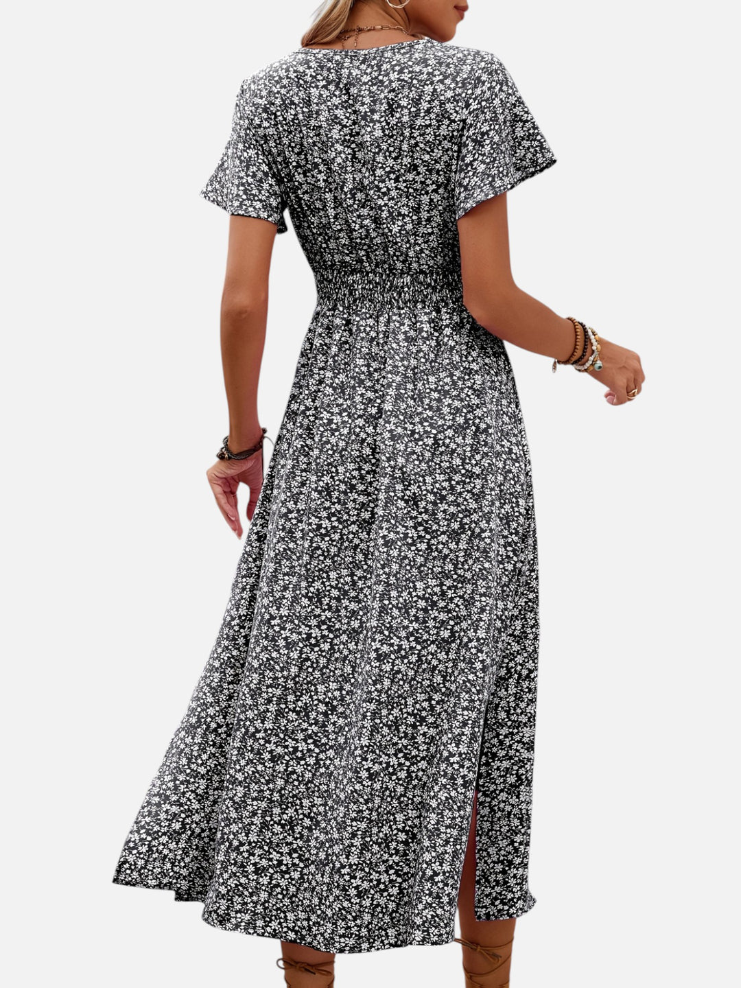 Women's Floral Maxi Dress for Summer Elegant High Slit Outfit