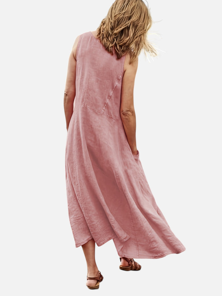 Women’s Sleeveless Midi Dress With Pockets Loose Summer Casual