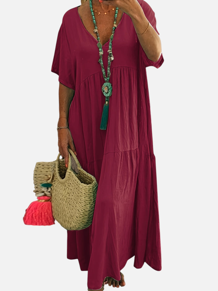Plus Size Women’s Summer Dress A-Line Pleated Short Sleeve