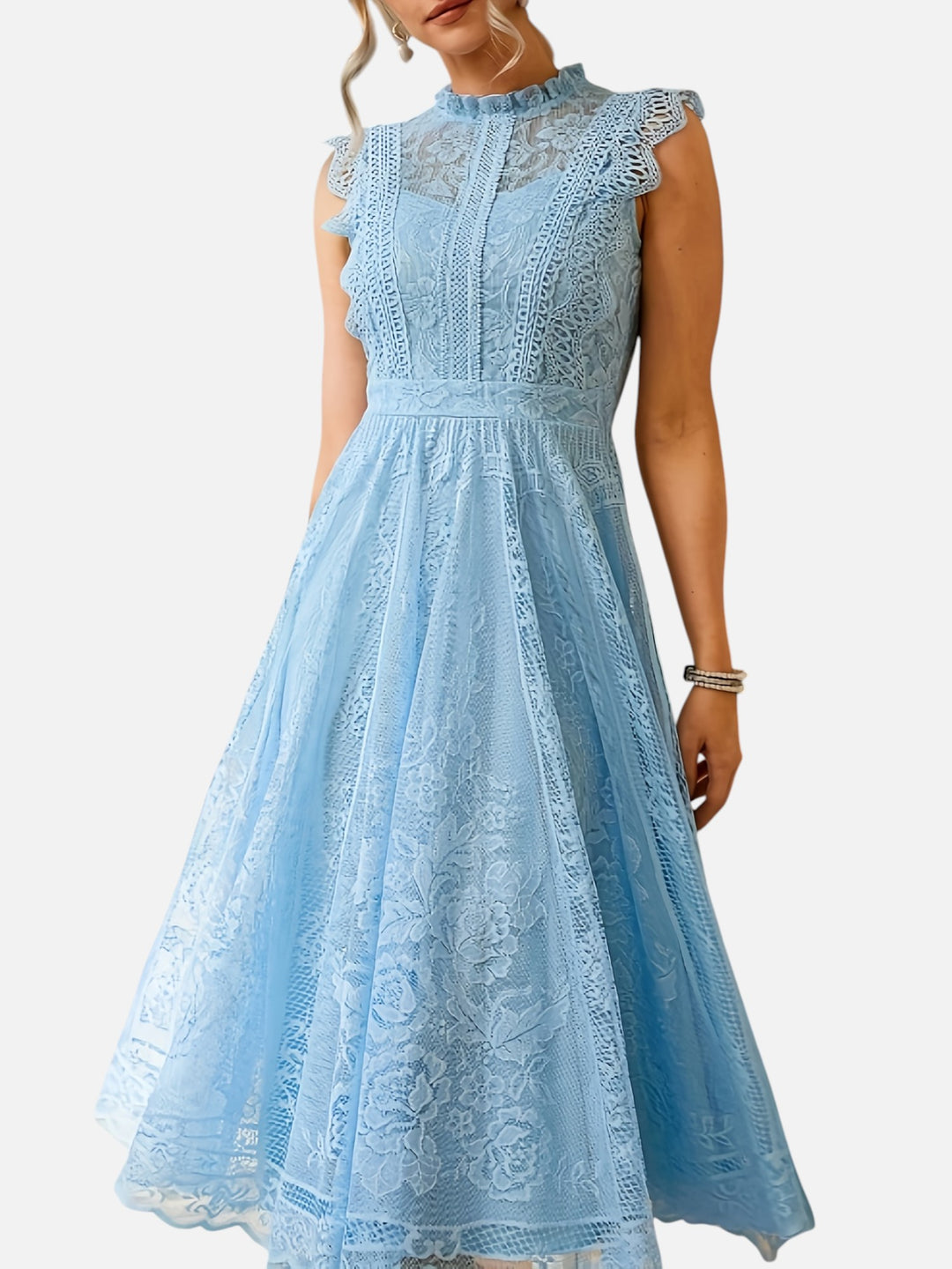 Women’s Lace Maxi Dress Wedding Guest Elegant Flared Fit