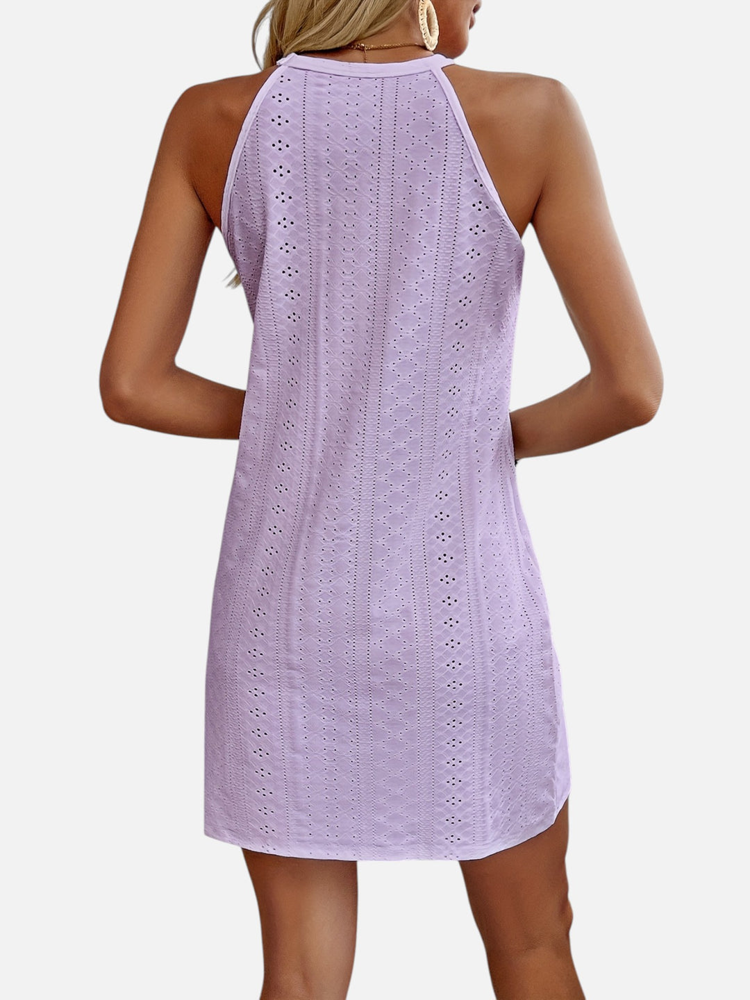 Women’s Elegant Floral Jacquard Mini Dress Cut-Out Outfit