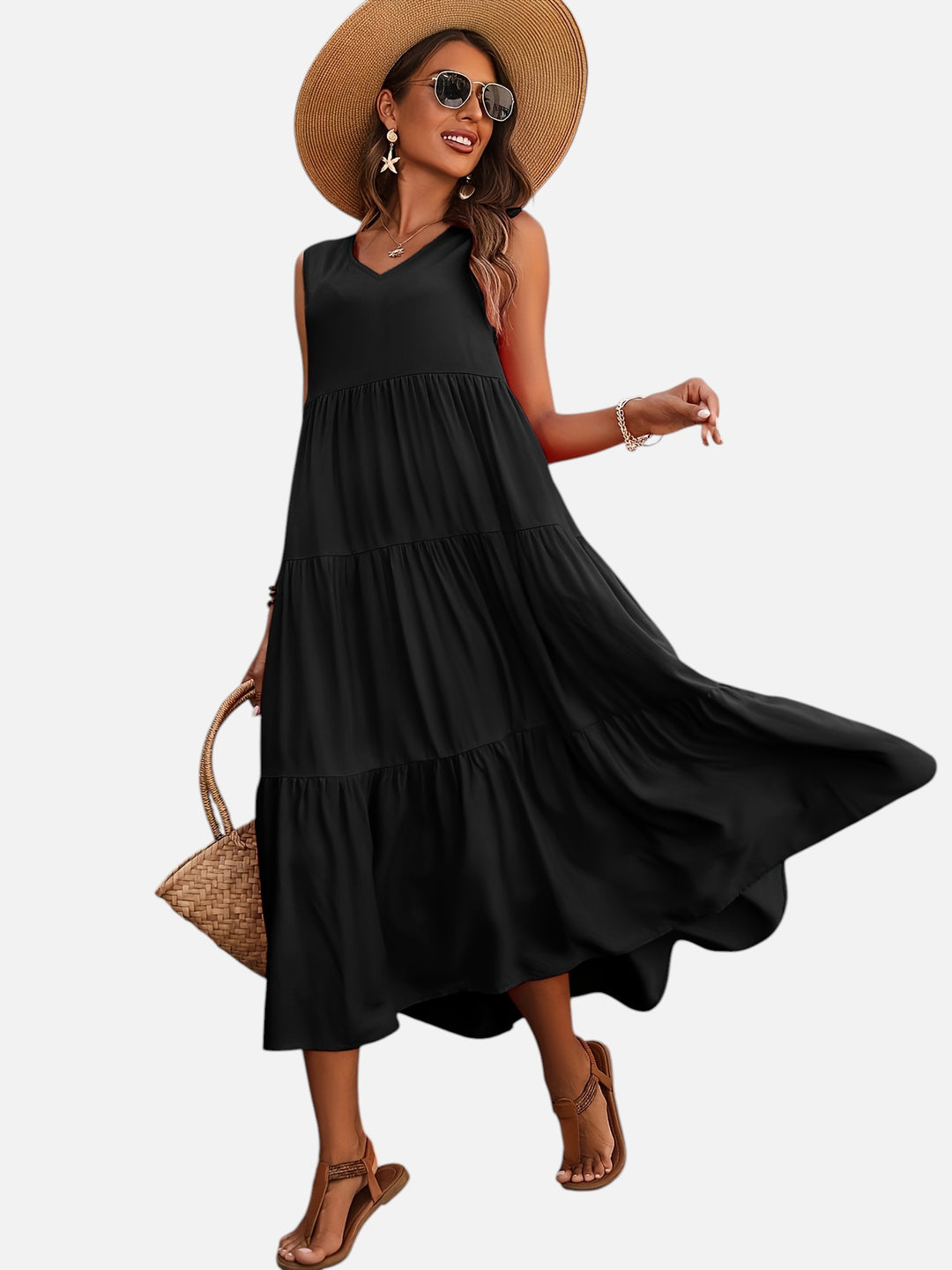 Women's V-Neck Maxi Dress Loose Fit Formal Evening Wear