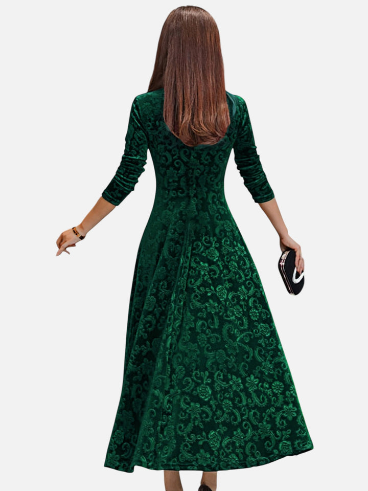 Women's Velvet Maxi Dress Formal Long Sleeve Evening Outfit