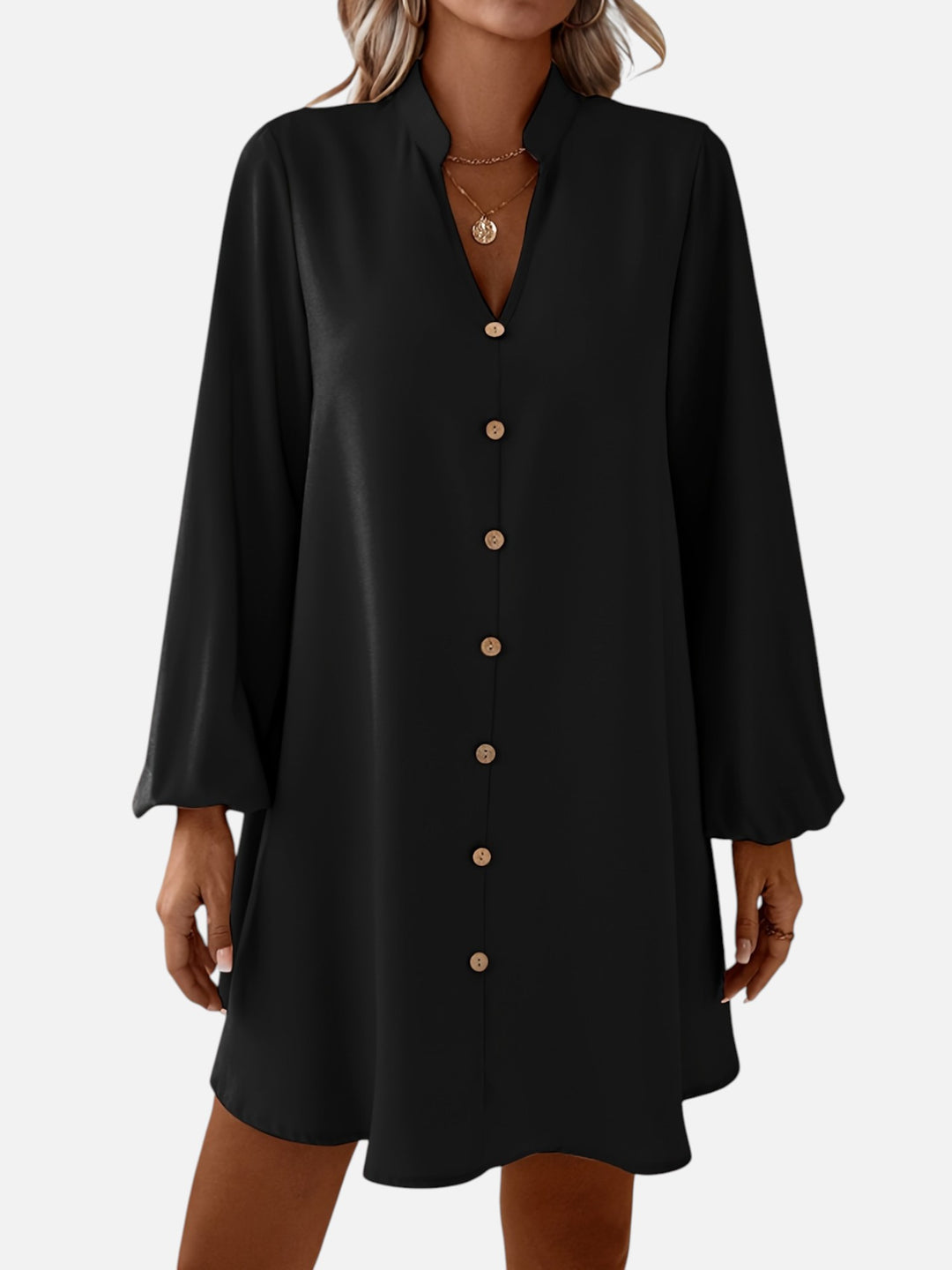 Women's V-Neck Midi Dress Long Sleeve Work and Occasion Wear